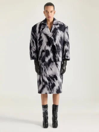 in jacquard di lana con stampa animalier