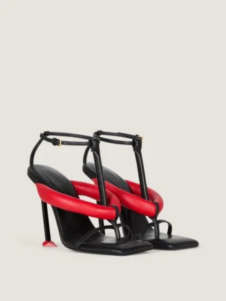 Infradito con tacco Boudoir bicolore in pelle nappa