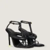 Infradito con tacco Boudoir bicolore in pelle nappa