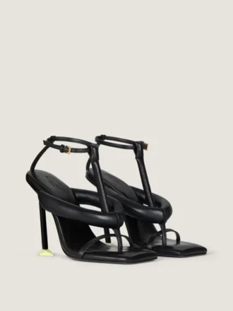 Infradito con tacco Boudoir bicolore in pelle nappa