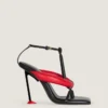 Infradito con tacco Boudoir bicolore in pelle nappa