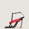Infradito con tacco Boudoir bicolore in pelle nappa