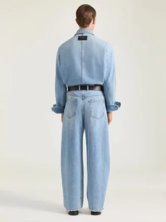 Camicia oversize con cuciture couture in denim azzurro