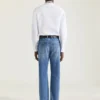 Jeans dal taglio dritto con cuciture couture e effetto shadow wash