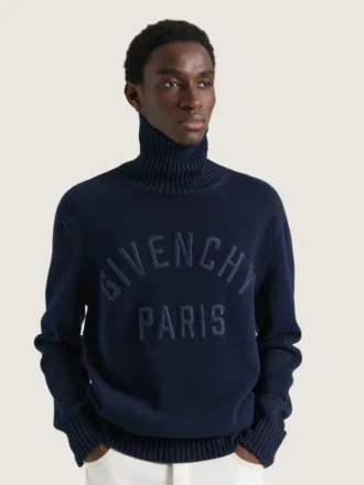 Maglione a collo alto in cotone con ricamo Givenchy Paris