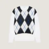 Maglione a rombi lavorato a maglia con cuciture couture Maglione a rombi lavorato a maglia con cuciture couture