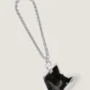 Micro pochette da sera in pelle metallizzata con catena Micro pochette da sera in pelle metallizzata con catena