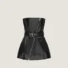 Mini abito bustier da motociclista in pelle Mini abito bustier da motociclista in pelle
