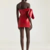 Mini abito bustier in pelle nappa con fiocco Mini abito bustier in pelle nappa con fiocco