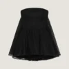 Mini abito bustier in pizzo con mantella