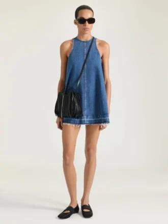 Miniabito in denim blu medio