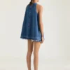 Miniabito in denim blu medio