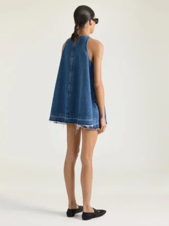 Miniabito in denim blu medio