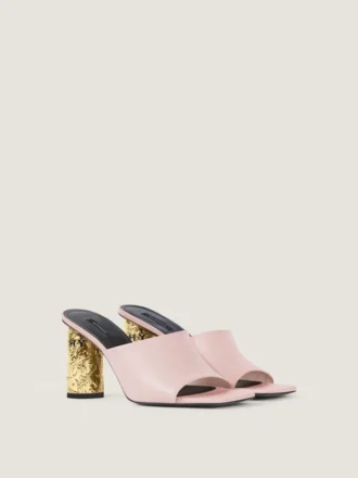 Mules con tacco a nastro in pelle