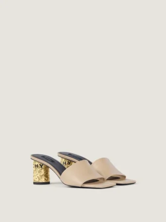 Mules con tacco a nastro in pelle