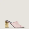 Mules con tacco a nastro in pelle Mules con tacco a nastro in pelle