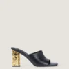 Mules con tacco a nastro in pelle Mules con tacco a nastro in pelle