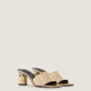 Mules con tacco a nastro in pelle effetto specchio