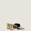Mules con tacco a nastro in pelle effetto specchio