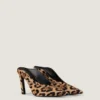 Mules con tacco a spillo in pelle effetto pony con motivo leopardato