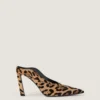 Mules con tacco a spillo in pelle effetto pony con motivo leopardato