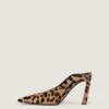 Mules con tacco a spillo in pelle effetto pony con motivo leopardato