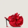 Mules con tacco Boudoir in pelle con petali di rosa