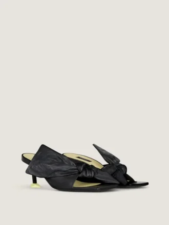 Mules con tacco Boudoir in pelle nappa con fiocco