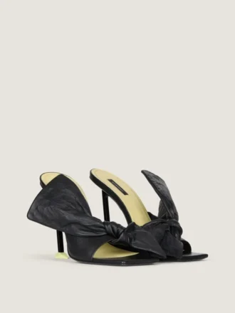 Mules con tacco Boudoir in pelle nappa con fiocco