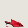 Mules con tacco Boudoir in pelle nappa con fiocco Mules con tacco Boudoir in pelle nappa con fiocco