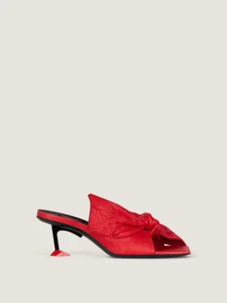 Mules con tacco Boudoir in pelle nappa con fiocco