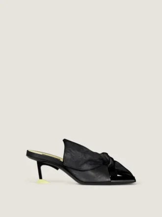 Mules con tacco Boudoir in pelle nappa con fiocco