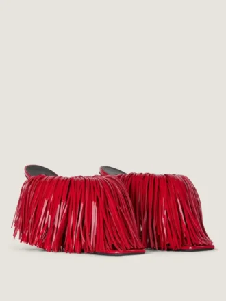 Mules con tacco Boudoir in vernice con frange