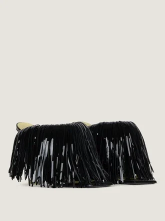 Mules con tacco Boudoir in vernice con frange