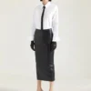 Gonna midi con dettaglio kickback in pelle nappa Gonna midi con dettaglio kickback in pelle nappa