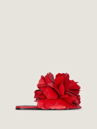 Mules piatte Boudoir in pelle con petali di rosa