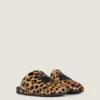 Mules piatte Label in pelle effetto pony con motivo leopardato