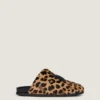 Mules piatte Label in pelle effetto pony con motivo leopardato