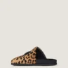 Mules piatte Label in pelle effetto pony con motivo leopardato