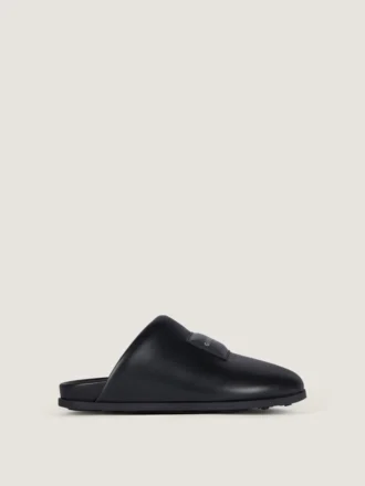 Mules piatte Label in pelle nappa