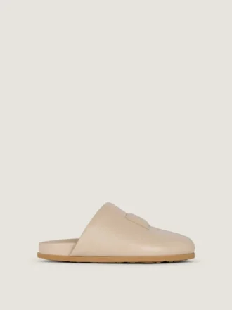 Mules piatte Label in pelle nappa
