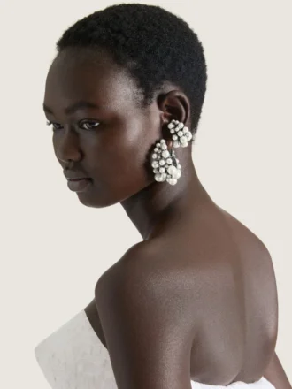 Earcuff Crystal Pearl in metallo e perle