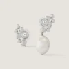 Orecchini asimmetrici con perle di cristallo in metallo, cristalli e perle Orecchini asimmetrici con perle di cristallo in metallo, cristalli e perle