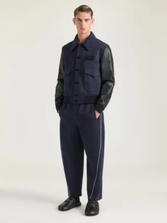 Giacca aviator in materiali misti
