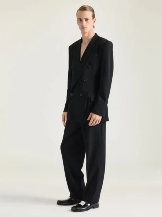 Pantaloni sartoriali a doppia piega in twill di lana Pantaloni sartoriali a doppia piega in twill di lana