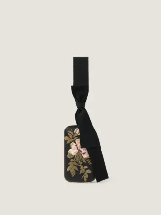 Pochette da sera con ricami floreali e fiocco