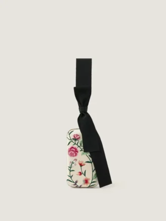 Pochette da sera con ricami floreali e fiocco