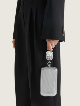 Pochette da sera in metallo con gioiello in cristallo