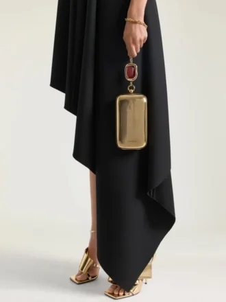 Pochette da sera in metallo con gioiello in cristallo