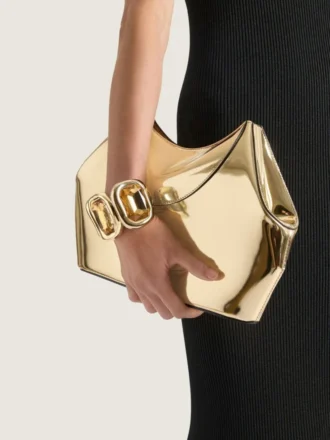 Pochette Facet in pelle effetto specchio